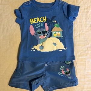 Disney Stitch bathing suit and shirt